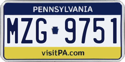 PA license plate MZG9751