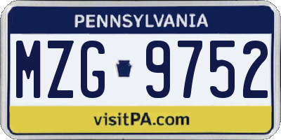 PA license plate MZG9752