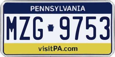 PA license plate MZG9753