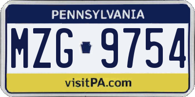 PA license plate MZG9754