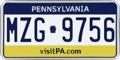 PA license plate MZG9756