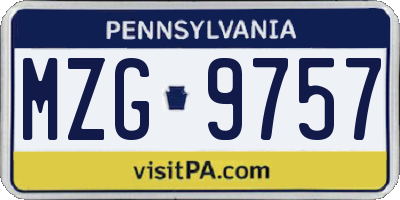PA license plate MZG9757