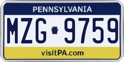 PA license plate MZG9759
