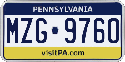 PA license plate MZG9760