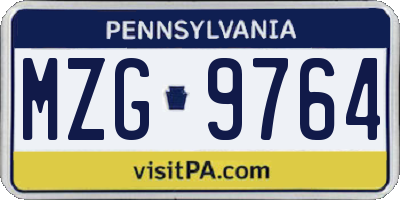 PA license plate MZG9764