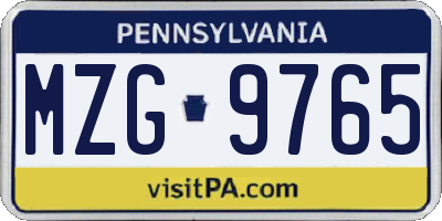 PA license plate MZG9765