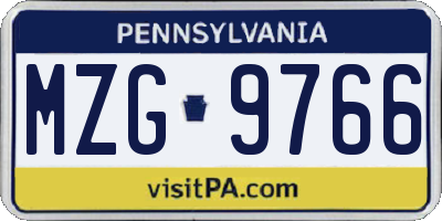 PA license plate MZG9766