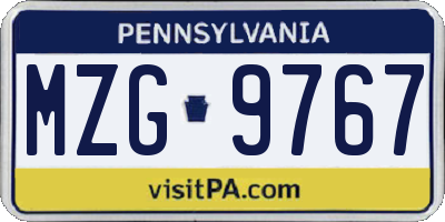 PA license plate MZG9767