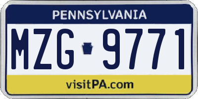 PA license plate MZG9771
