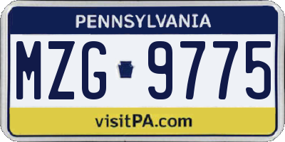 PA license plate MZG9775
