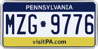 PA license plate MZG9776
