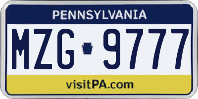 PA license plate MZG9777