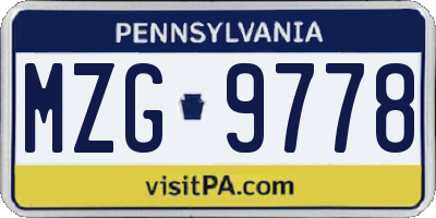 PA license plate MZG9778