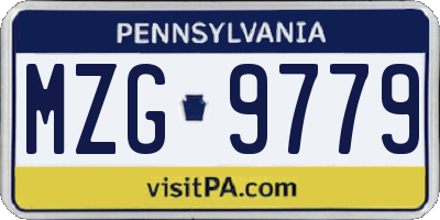PA license plate MZG9779