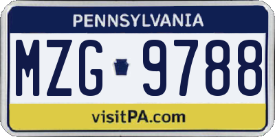 PA license plate MZG9788