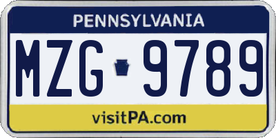 PA license plate MZG9789