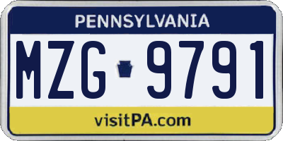 PA license plate MZG9791