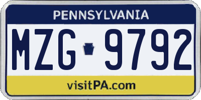PA license plate MZG9792