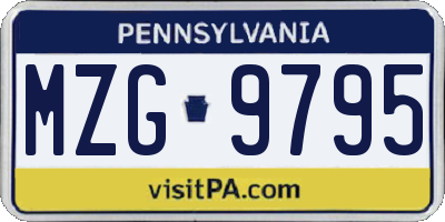 PA license plate MZG9795