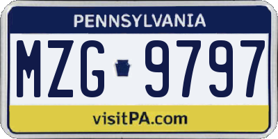 PA license plate MZG9797