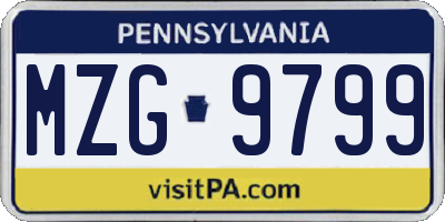 PA license plate MZG9799