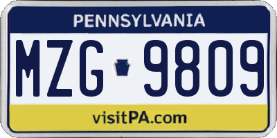 PA license plate MZG9809