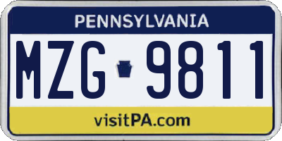 PA license plate MZG9811