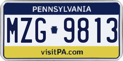 PA license plate MZG9813