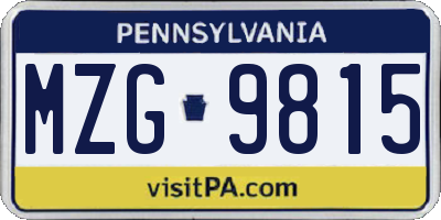 PA license plate MZG9815