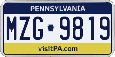 PA license plate MZG9819