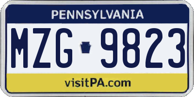 PA license plate MZG9823