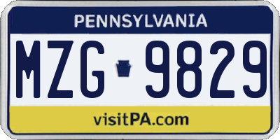 PA license plate MZG9829