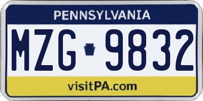 PA license plate MZG9832