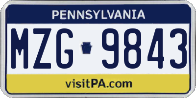 PA license plate MZG9843