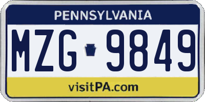 PA license plate MZG9849