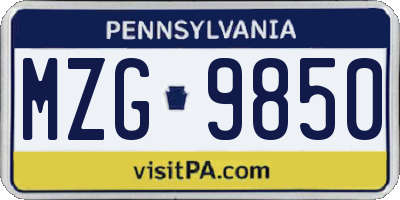 PA license plate MZG9850