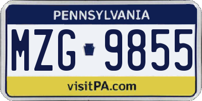 PA license plate MZG9855