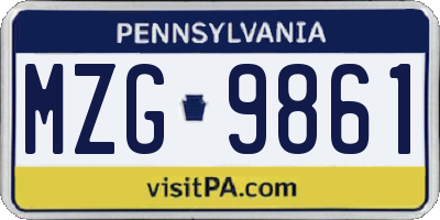PA license plate MZG9861