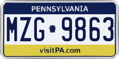 PA license plate MZG9863
