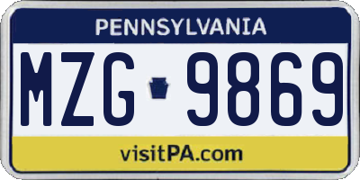 PA license plate MZG9869