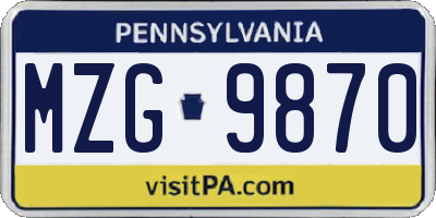 PA license plate MZG9870
