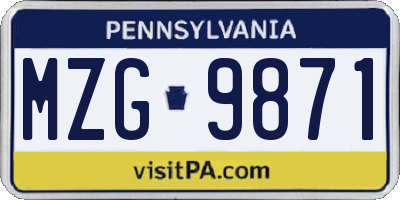 PA license plate MZG9871