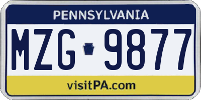 PA license plate MZG9877