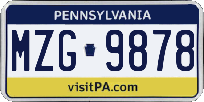 PA license plate MZG9878