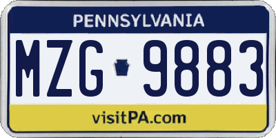 PA license plate MZG9883