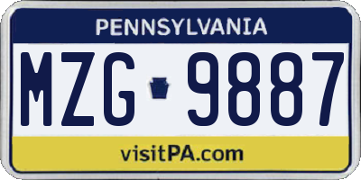 PA license plate MZG9887