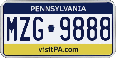 PA license plate MZG9888