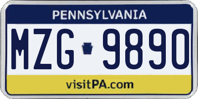 PA license plate MZG9890