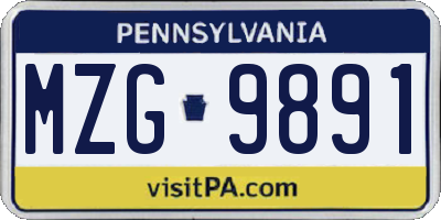 PA license plate MZG9891