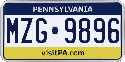 PA license plate MZG9896
